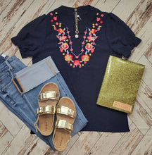 Load image into Gallery viewer, Midnight Bloom Embroidered Top