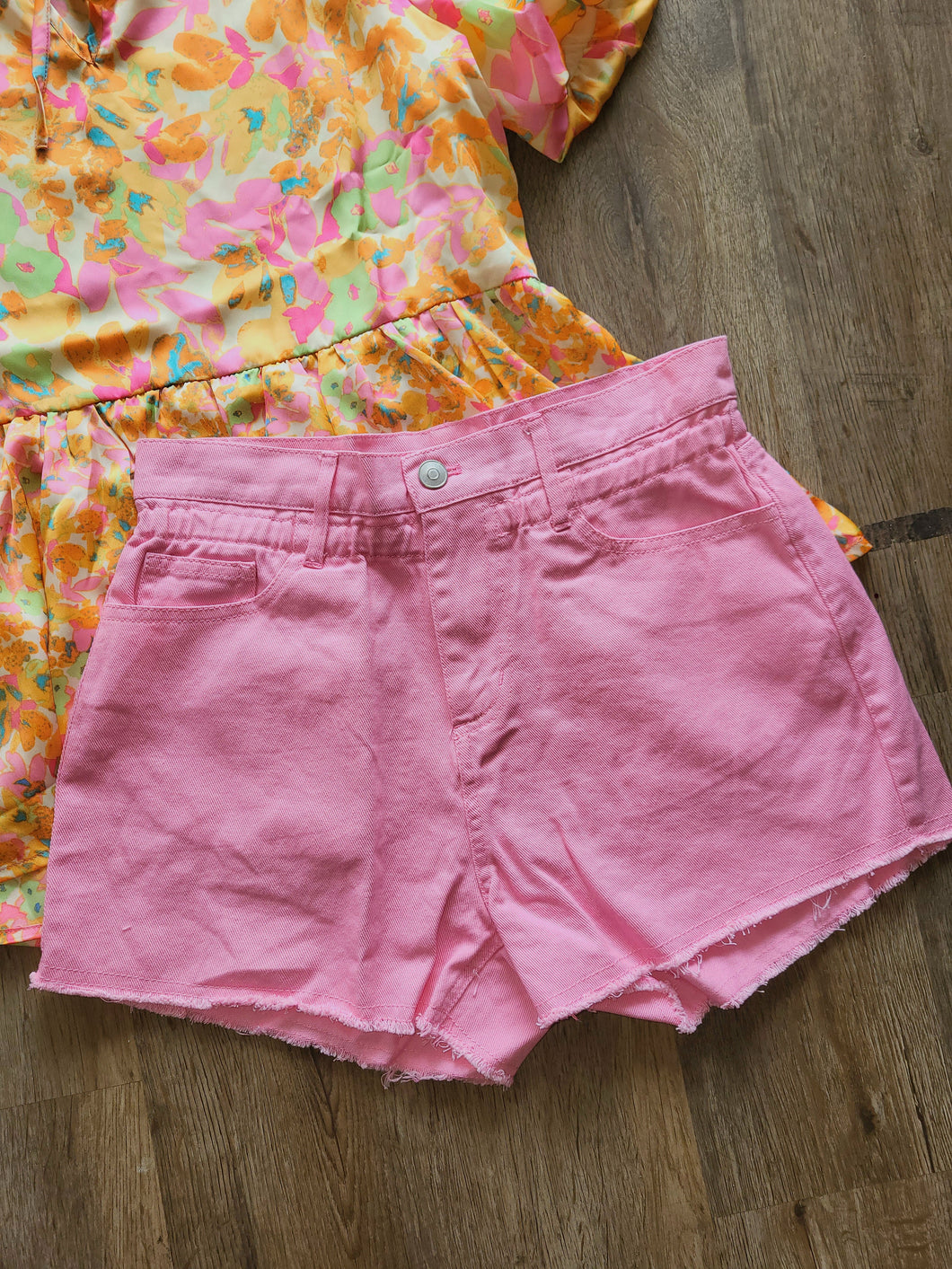 Pink Denim Shorts