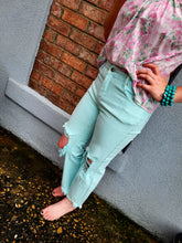 Load image into Gallery viewer, Mint Distressed Jeans
