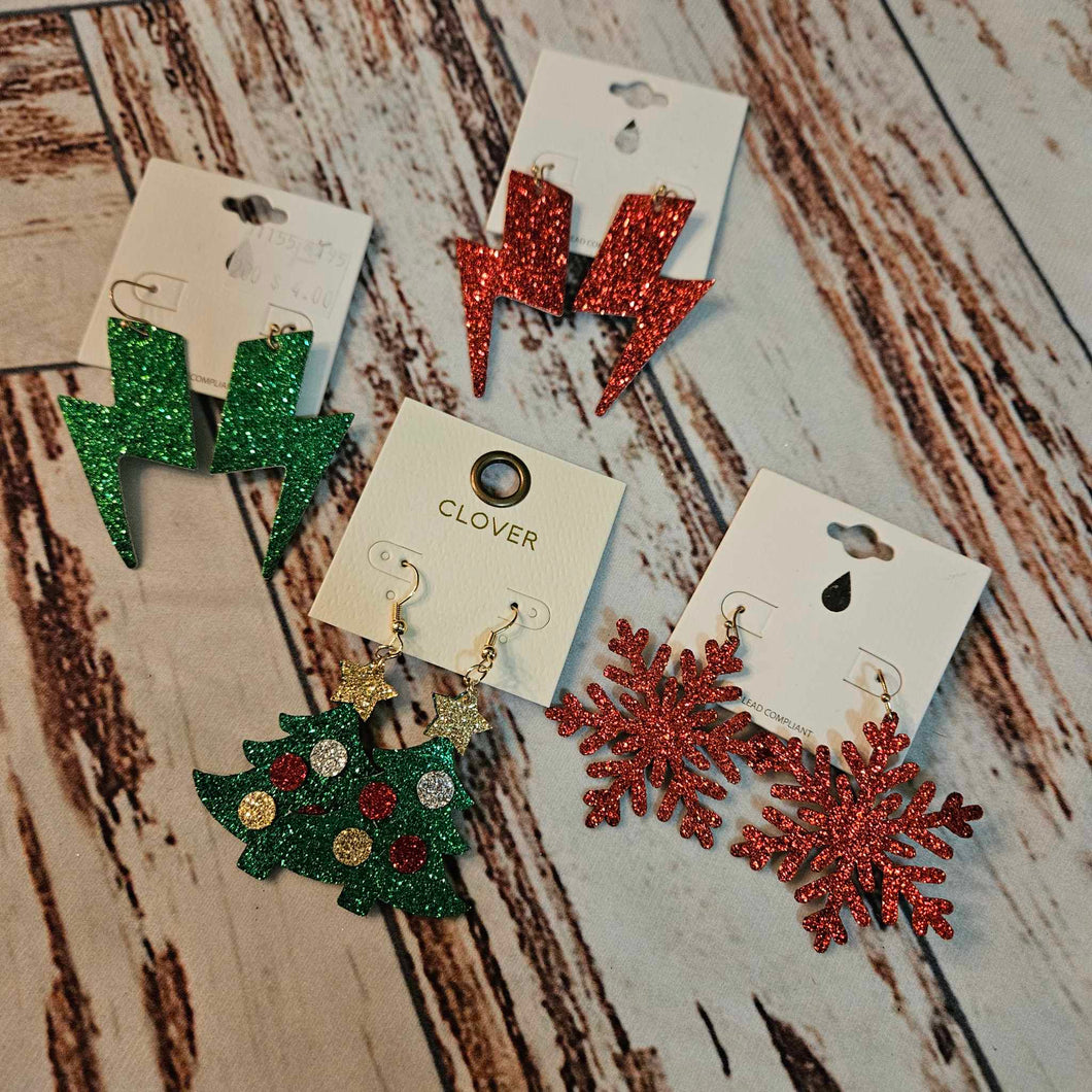 Lightweight Christmas Glitter Earrings