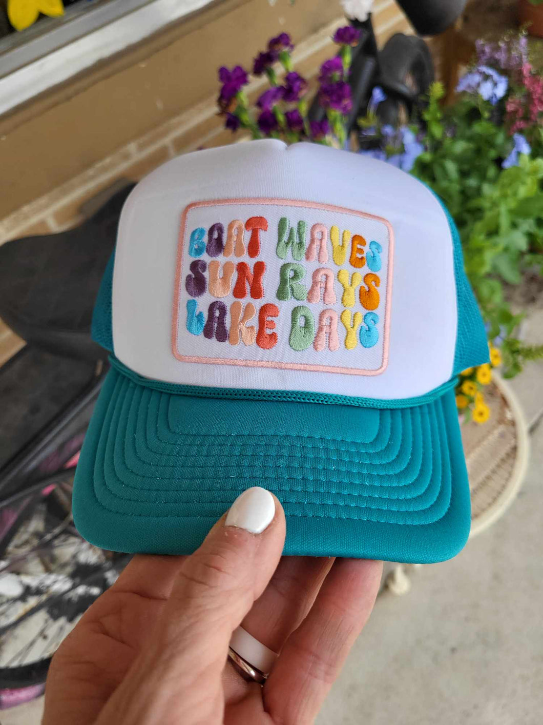 Boat Waves Sun Rays Lake Days Trucker Cap