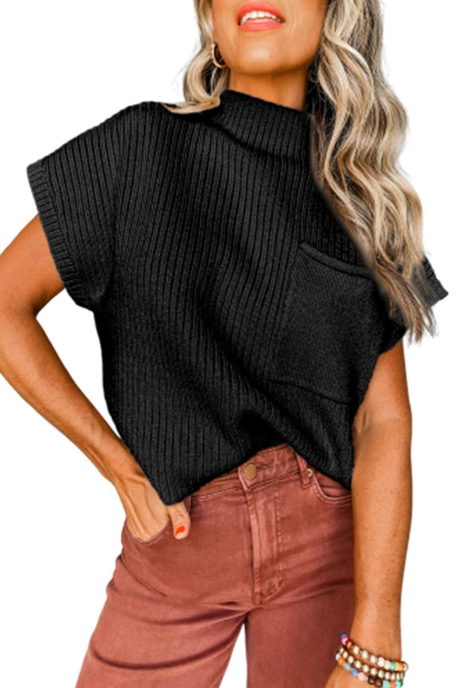 Loose Ribbed Knit Top