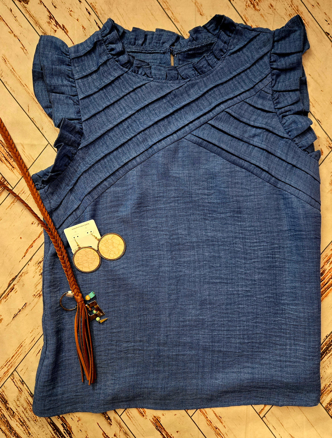 Ruffle Denim Top