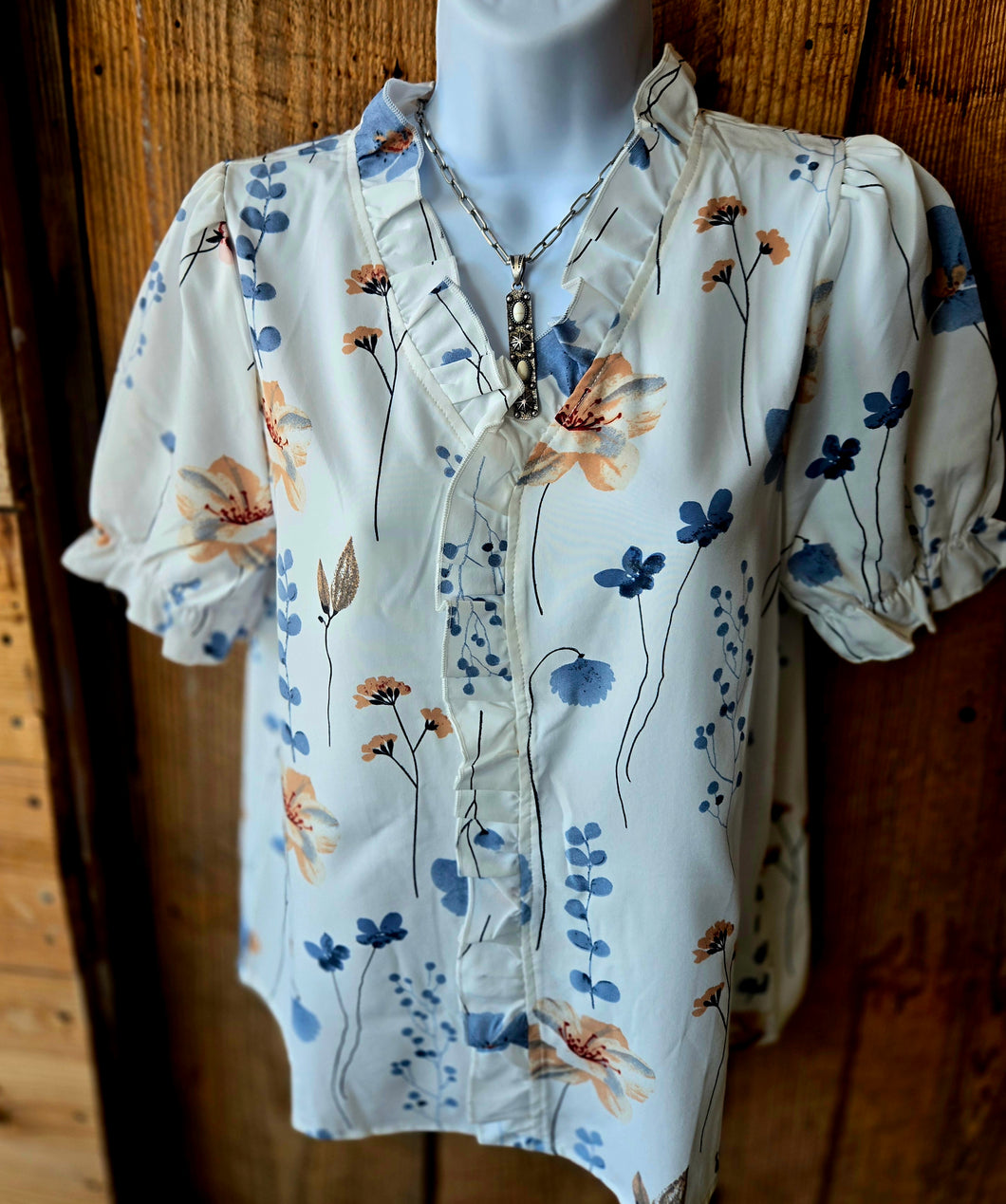 Blue Boho Top