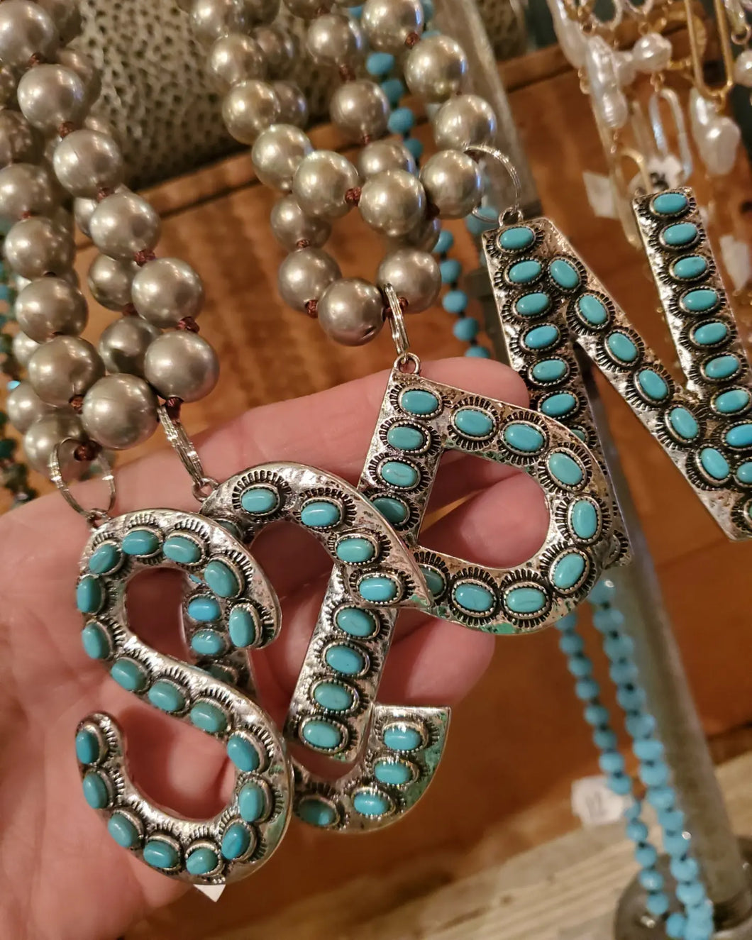 Chunky Turquoise Initial Necklace